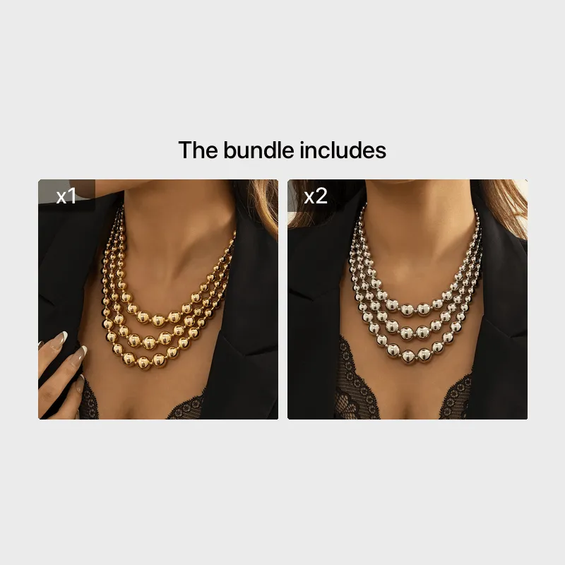 Gorgeous Geometric CCB Ball Clavicle Chain Hip Hop Multilayer Necklace - Make a Statement!