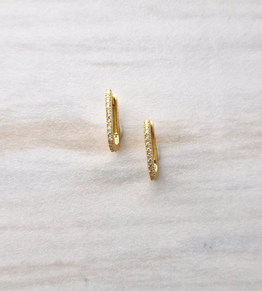 Half Eternity Style Square Hoop Hugger Earrings