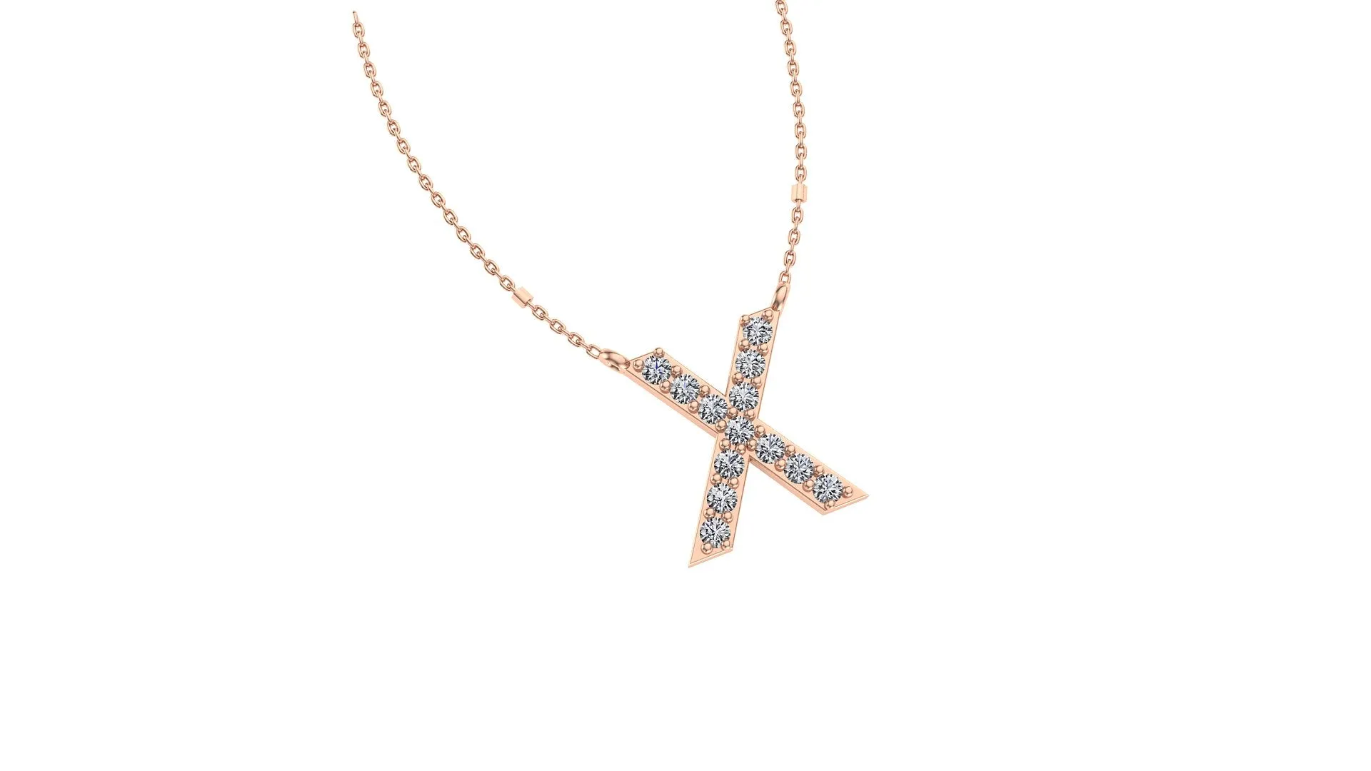 Initial X Diamond Pendant 14K Gold DIP024