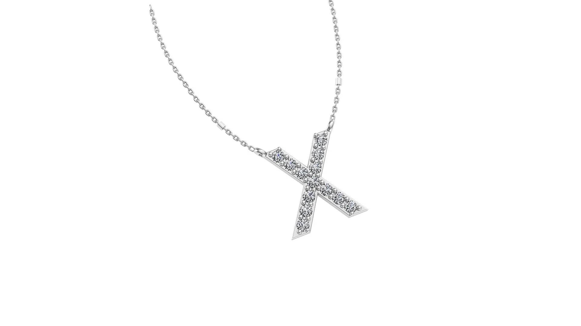 Initial X Diamond Pendant 14K Gold DIP024
