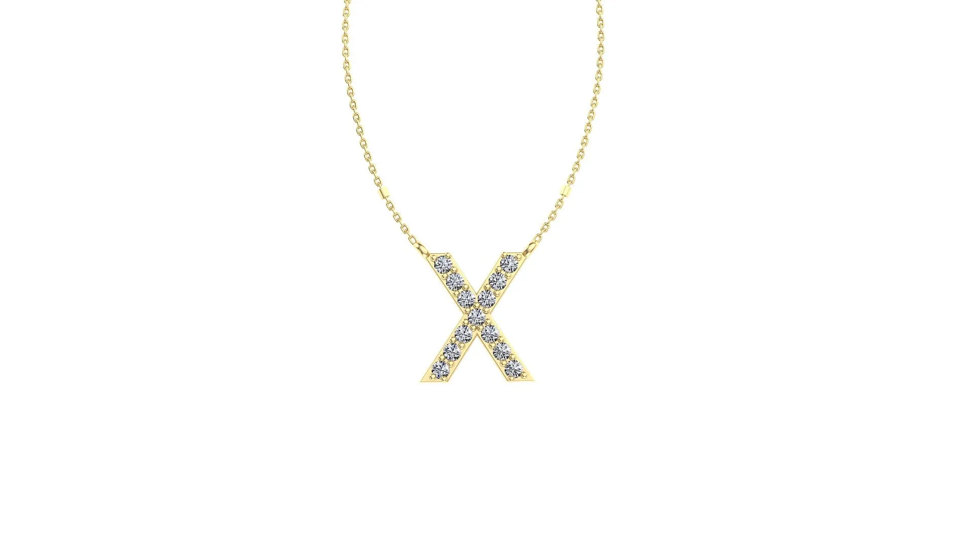 Initial X Diamond Pendant 14K Gold DIP024