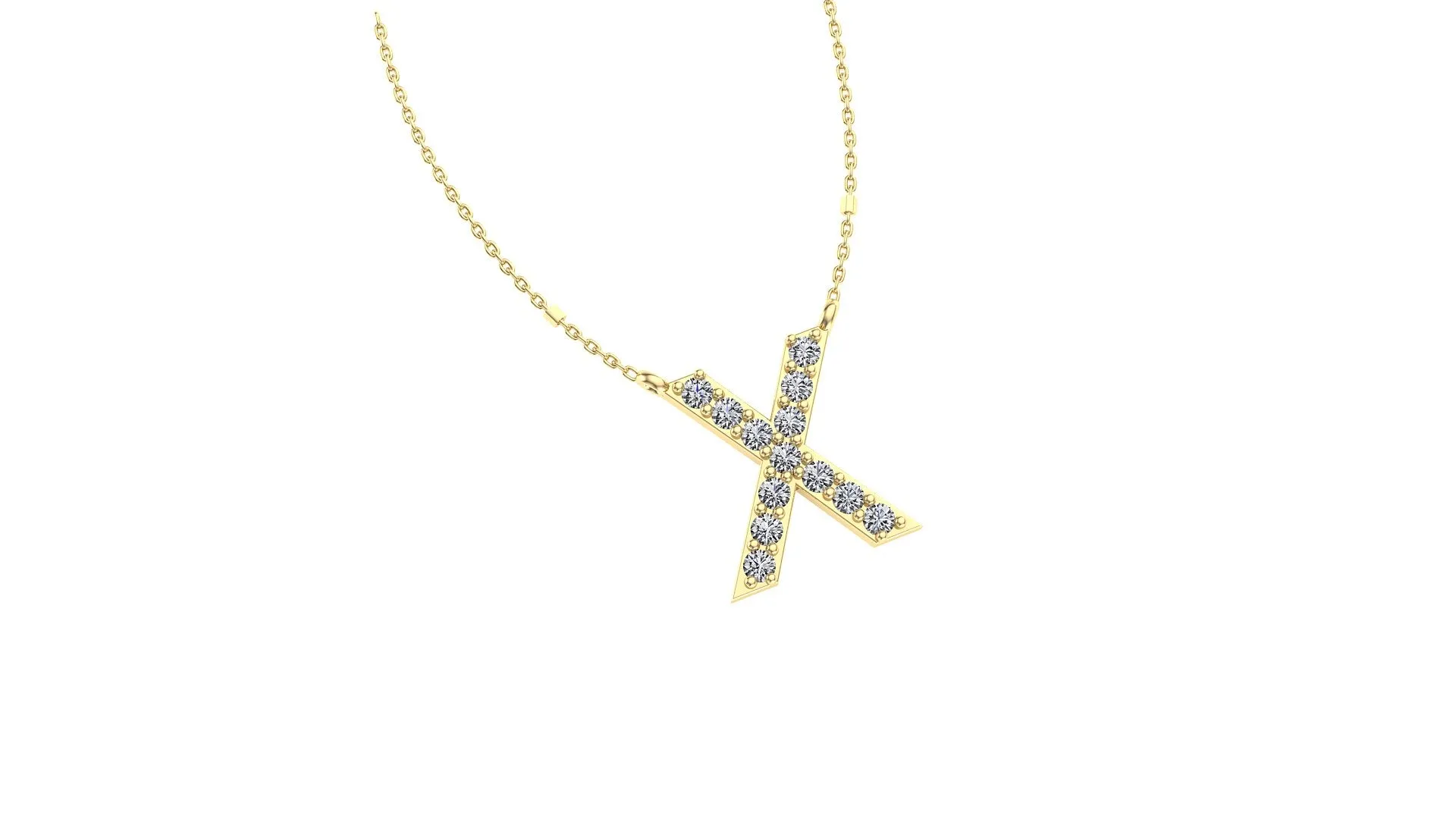 Initial X Diamond Pendant 14K Gold DIP024