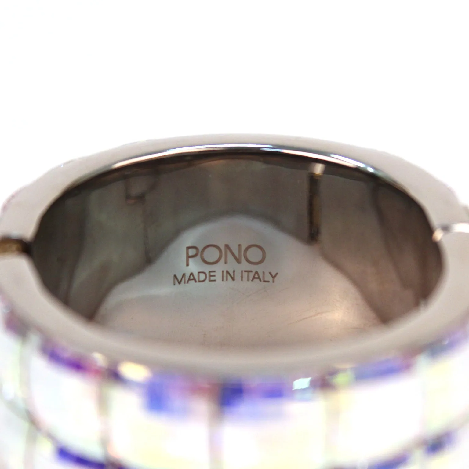 Juan Goodman/Pono Swarovski Crystal and Mother of Pearl Silver Tone Bangle
