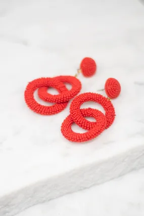 Love Is Here Red Beaded Earrings