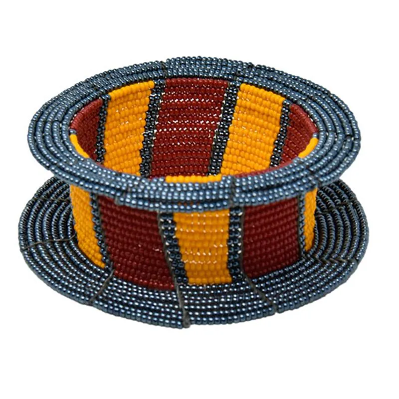Maasai Ream Beaded Bangle 03 - Grey, Red & Yellow all