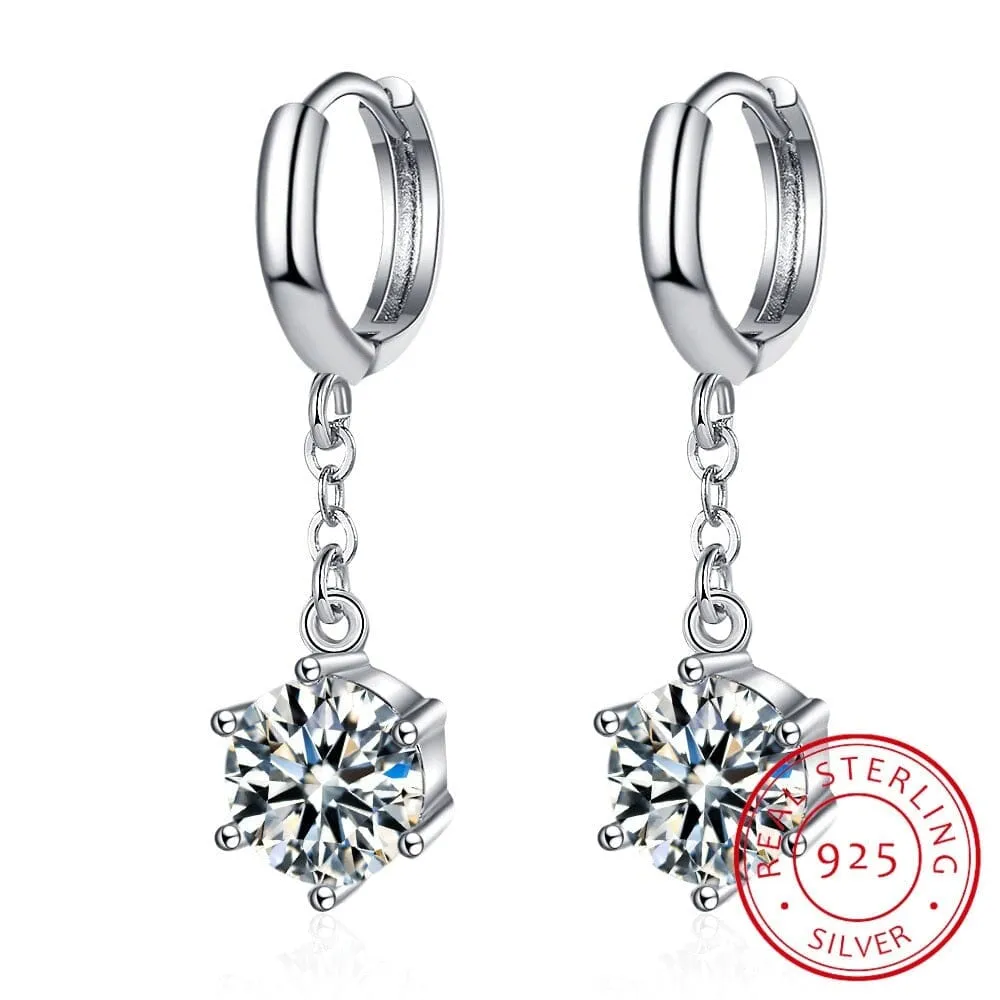 Moissanite Long Drop Earrings 925 Sterling Silver