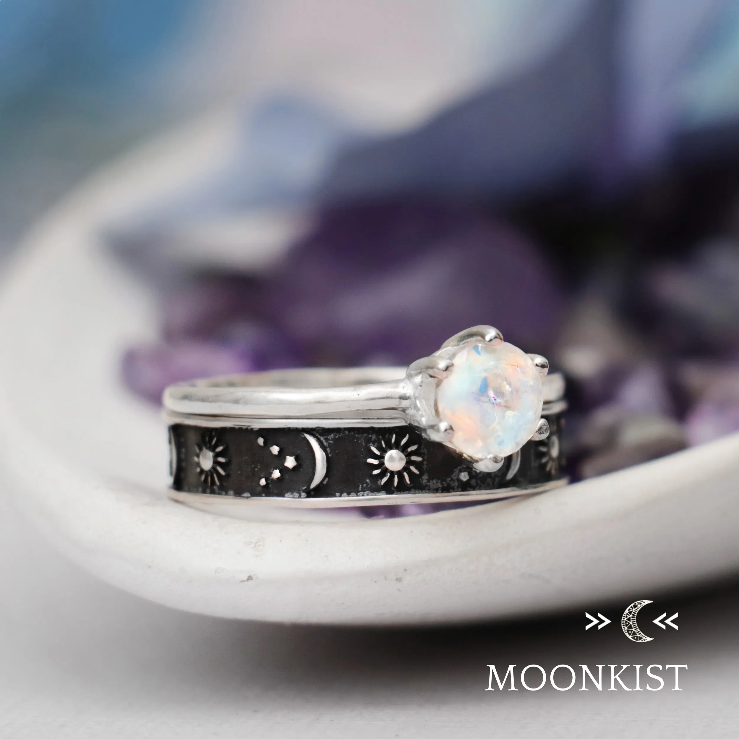 Moon and Stars Engagement Ring Set   | Moonkist Designs