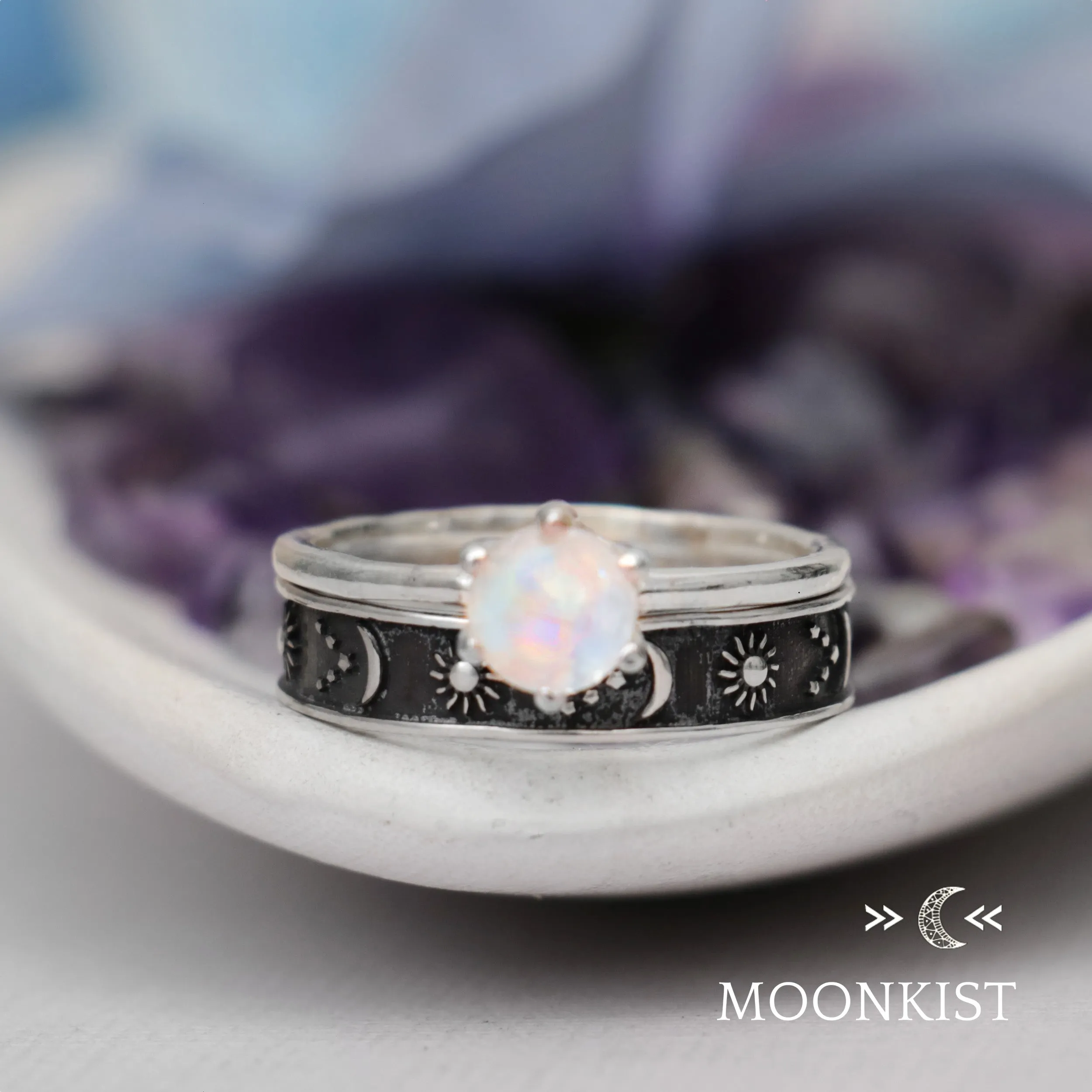 Moon and Stars Engagement Ring Set   | Moonkist Designs