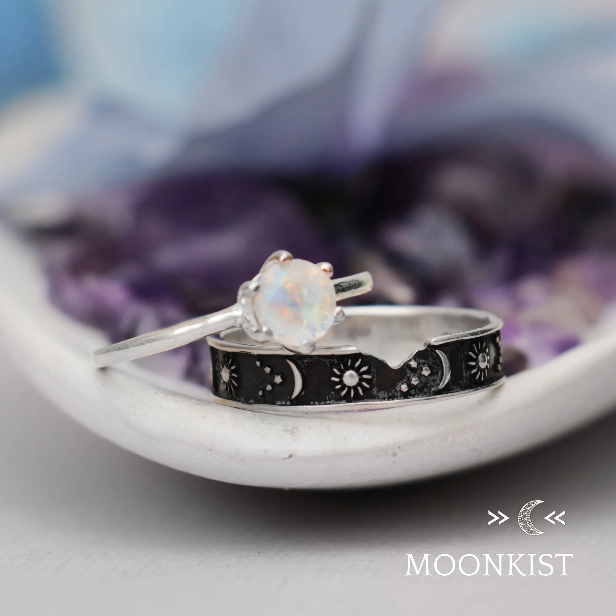 Moon and Stars Engagement Ring Set   | Moonkist Designs