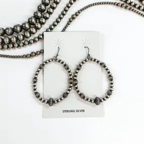 Navajo | Navajo Handmade Sterling Silver Navajo Pearl Teardrop Earrings with Textured Spacers