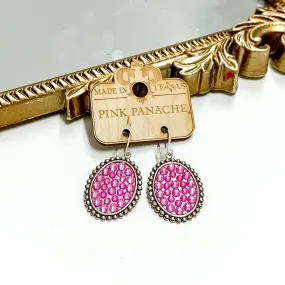 Pink Panache | Small Silver Tone Oval Earrings with Pink Lotus Delight Crystals