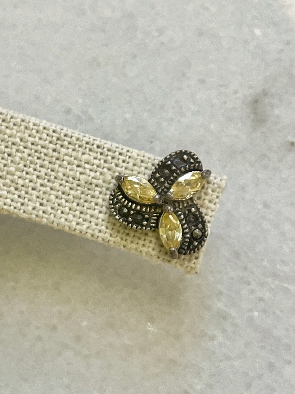 Silver Citrine Marcasite Pinwheel Earrings