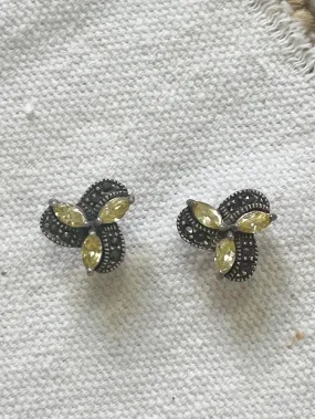 Silver Citrine Marcasite Pinwheel Earrings