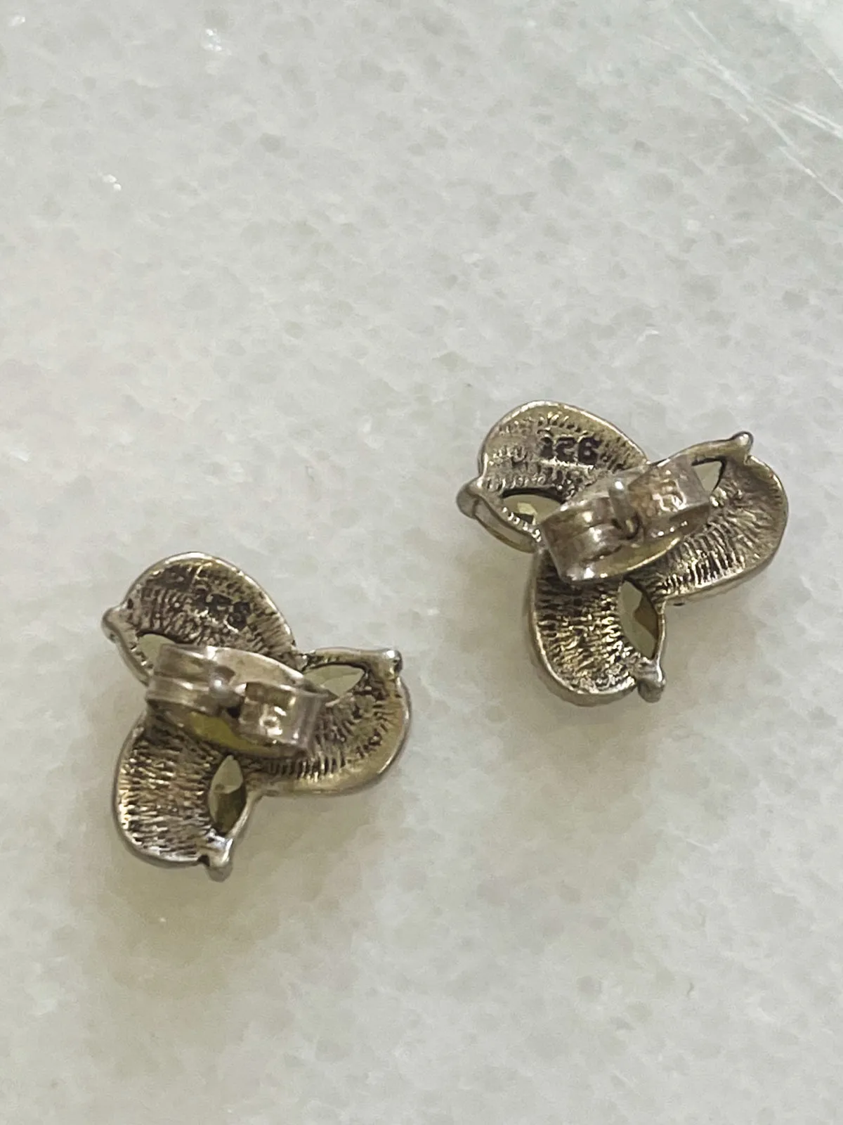 Silver Citrine Marcasite Pinwheel Earrings
