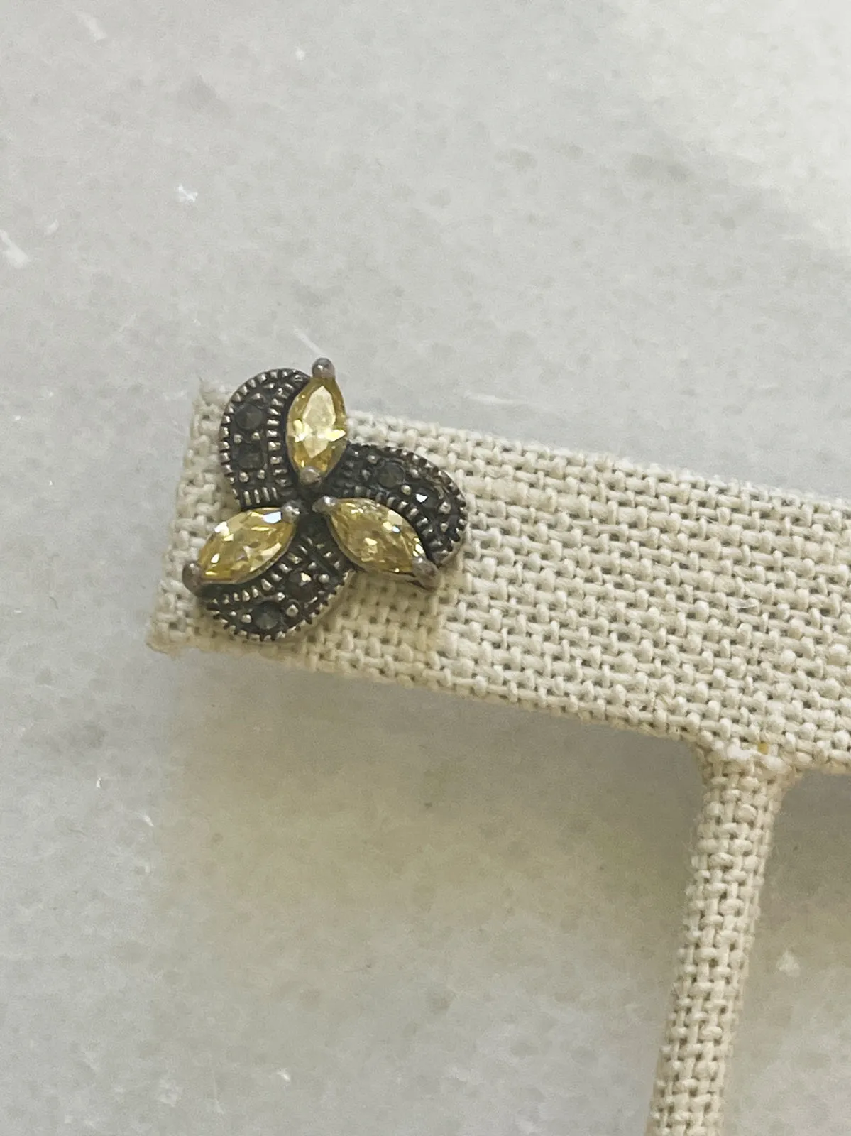 Silver Citrine Marcasite Pinwheel Earrings