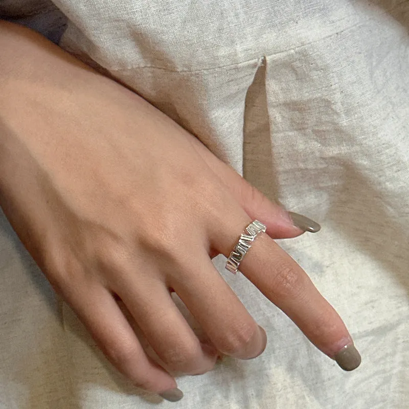 Silver Geometric Irregular Vertical Plain Ring