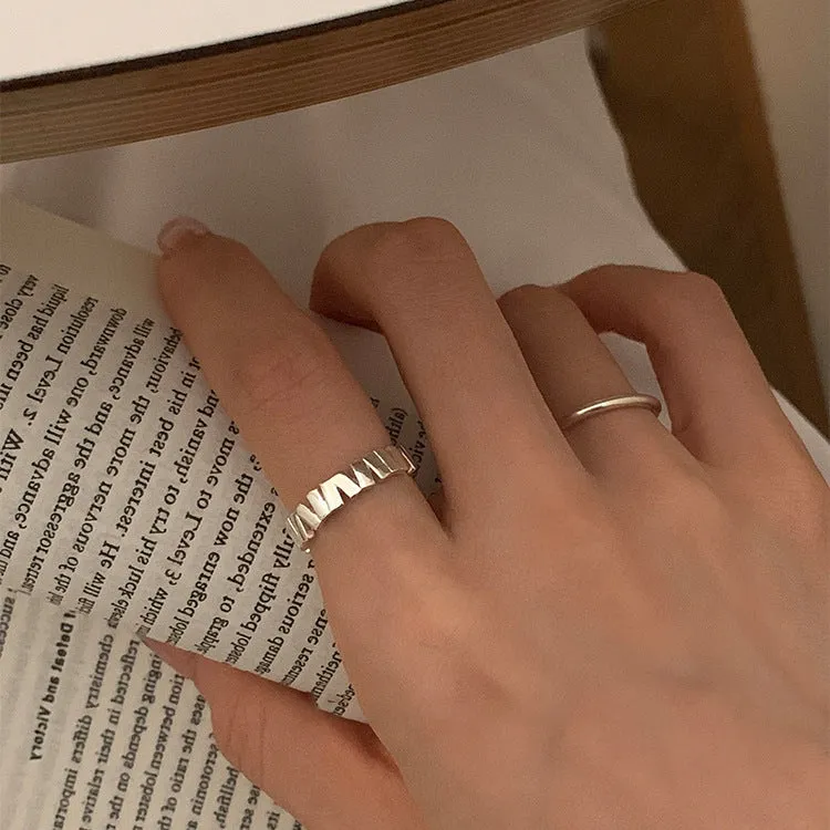 Silver Geometric Irregular Vertical Plain Ring