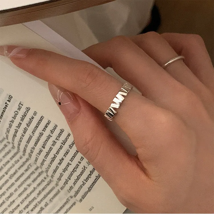 Silver Geometric Irregular Vertical Plain Ring