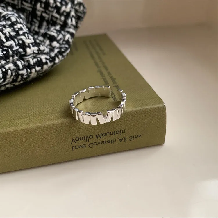 Silver Geometric Irregular Vertical Plain Ring