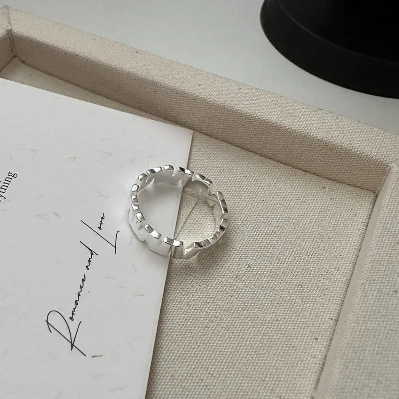 Silver Geometric Irregular Vertical Plain Ring