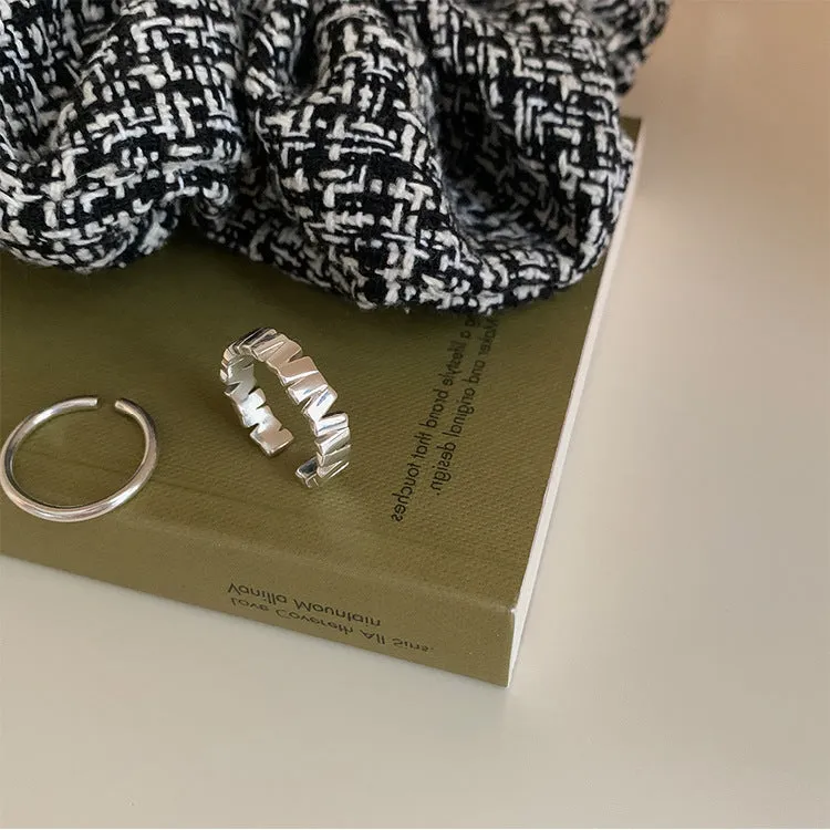 Silver Geometric Irregular Vertical Plain Ring