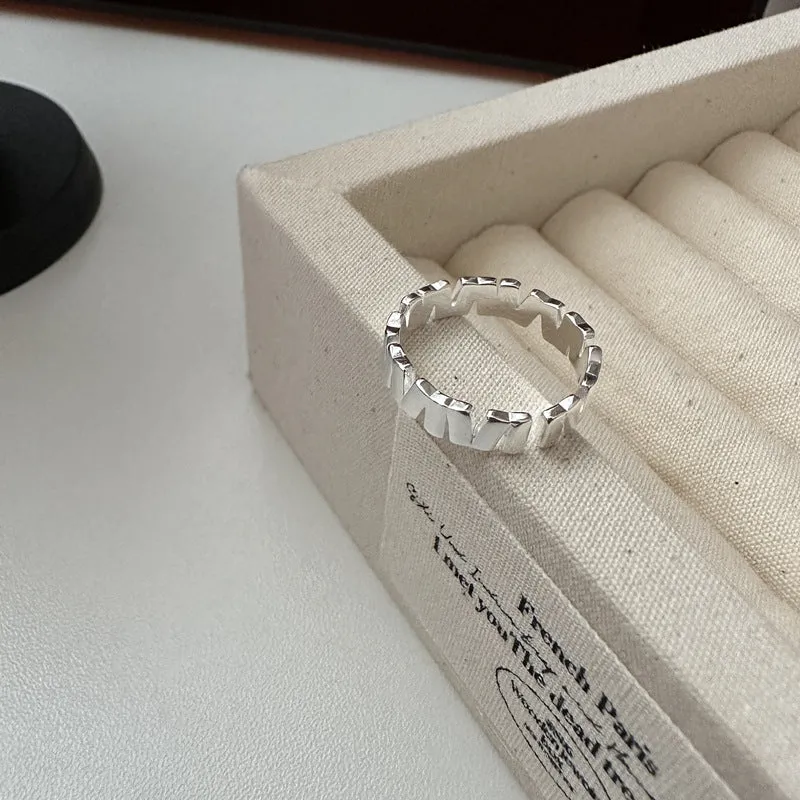 Silver Geometric Irregular Vertical Plain Ring