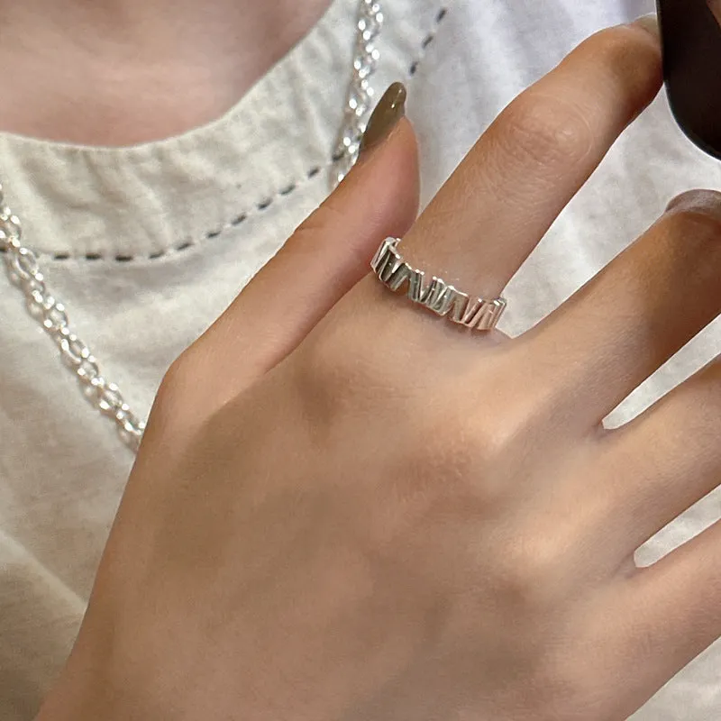 Silver Geometric Irregular Vertical Plain Ring