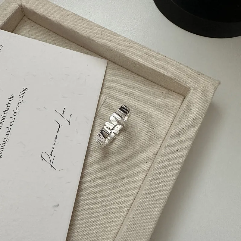 Silver Geometric Irregular Vertical Plain Ring