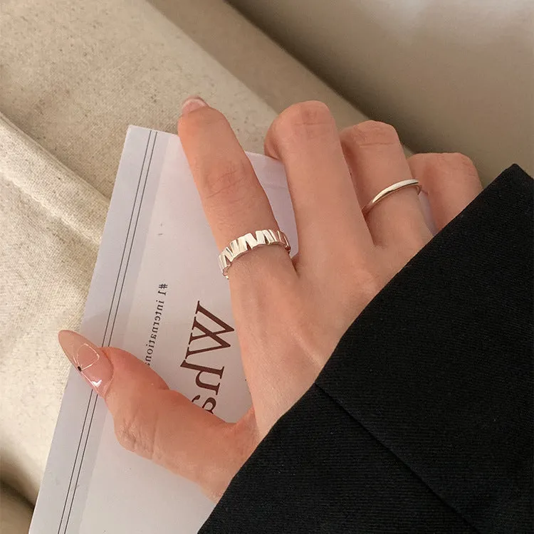 Silver Geometric Irregular Vertical Plain Ring