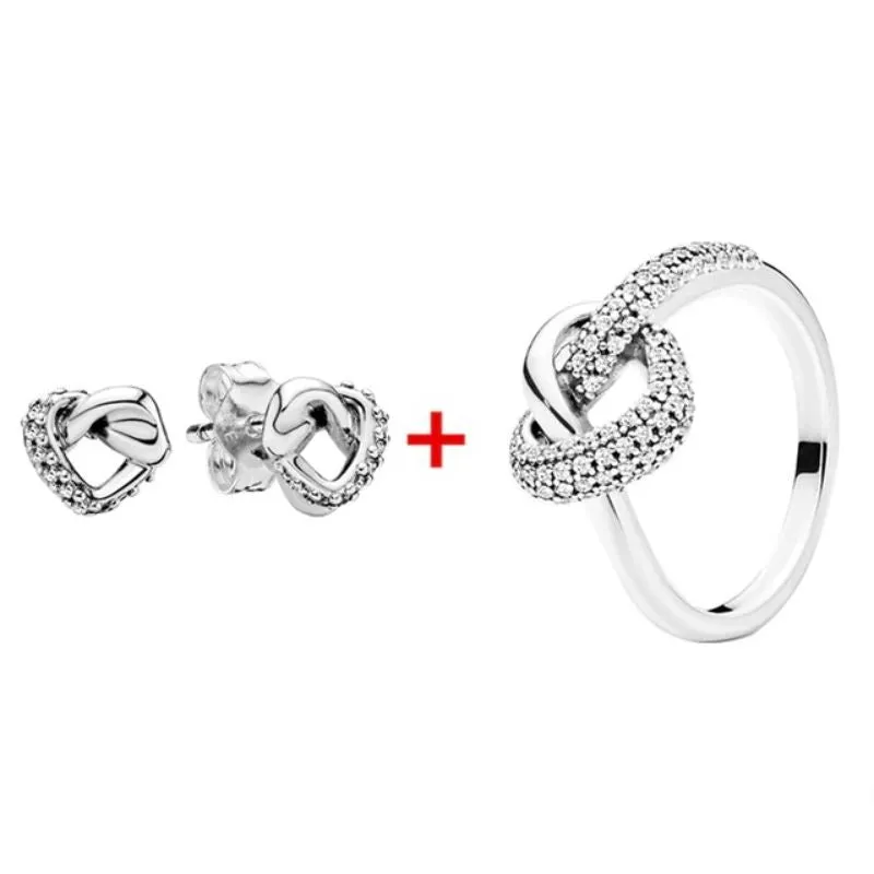 Silver Sparkling Sterling Zircon Ring & Earring Set For Women