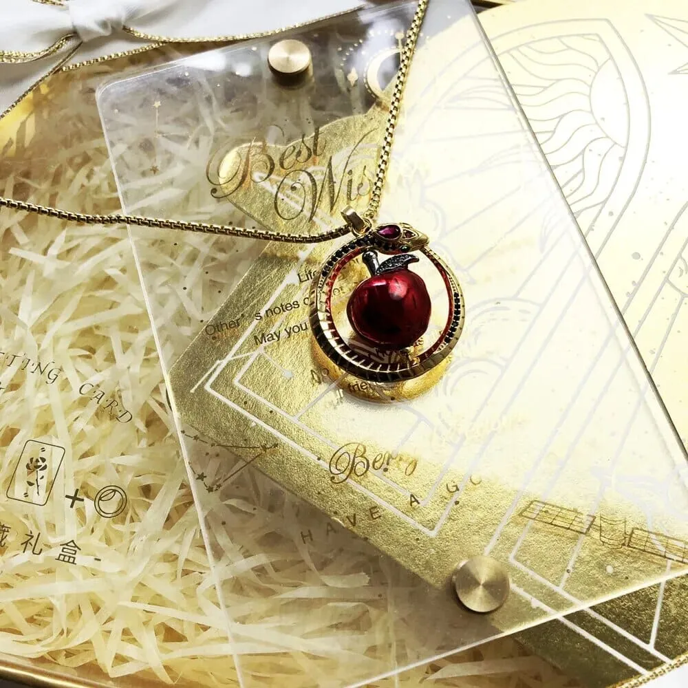 Snake with Apple Gold Plated 925 Sterling Silver Necklace