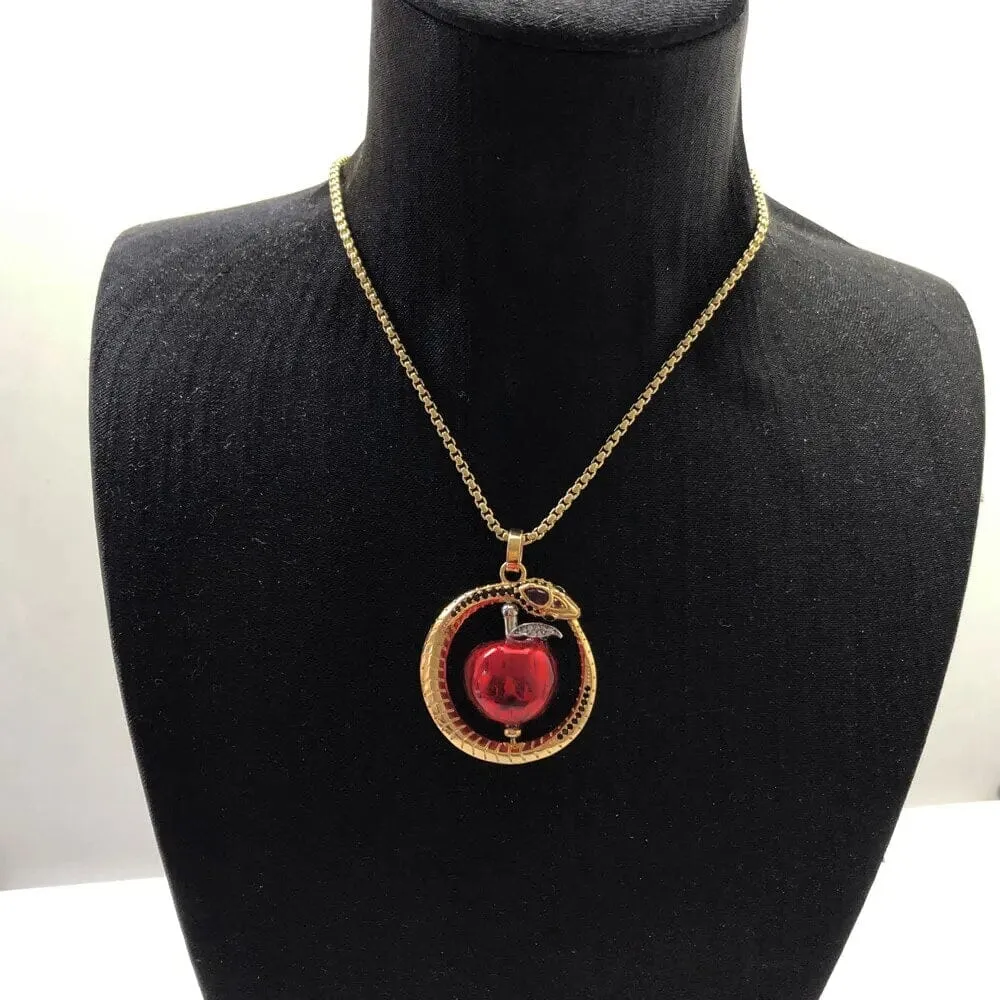 Snake with Apple Gold Plated 925 Sterling Silver Necklace
