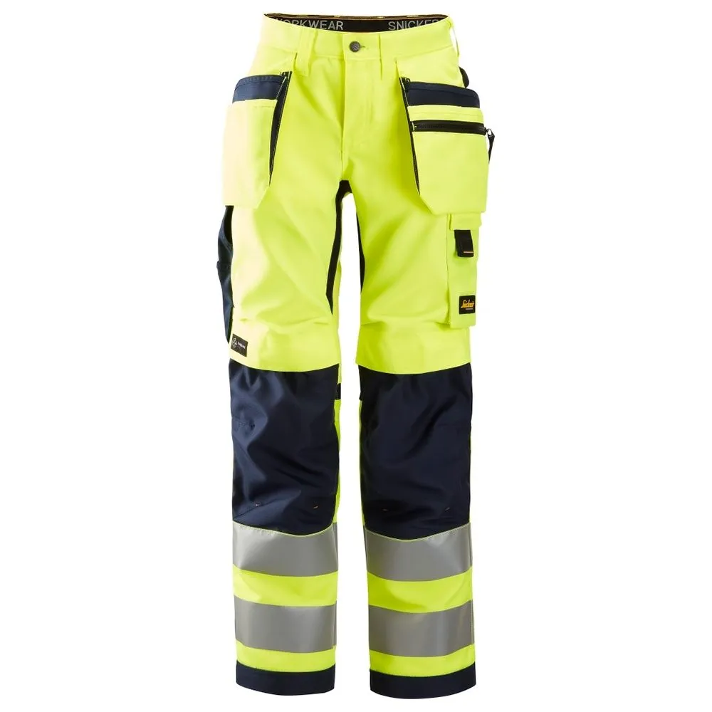 Snickers&#x20;6730&#x20;AllroundWork,&#x20;Women&#x27;s&#x20;High-Vis&#x20;Work&#x20;Trousers&#x2B;&#x20;Holster&#x20;Pockets,&#x20;Class&#x20;2&#x20;-&#x20;Yellow&#x2F;Navy