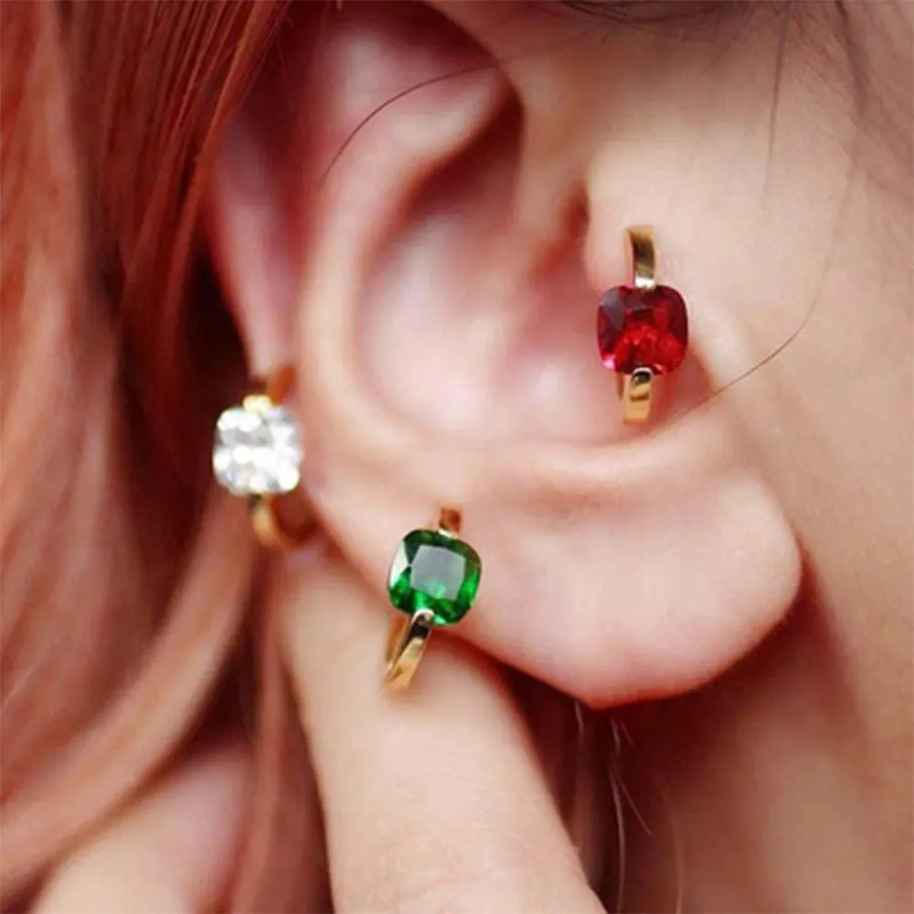 Solid Radiant Zircon Hoop Huggie Earrings