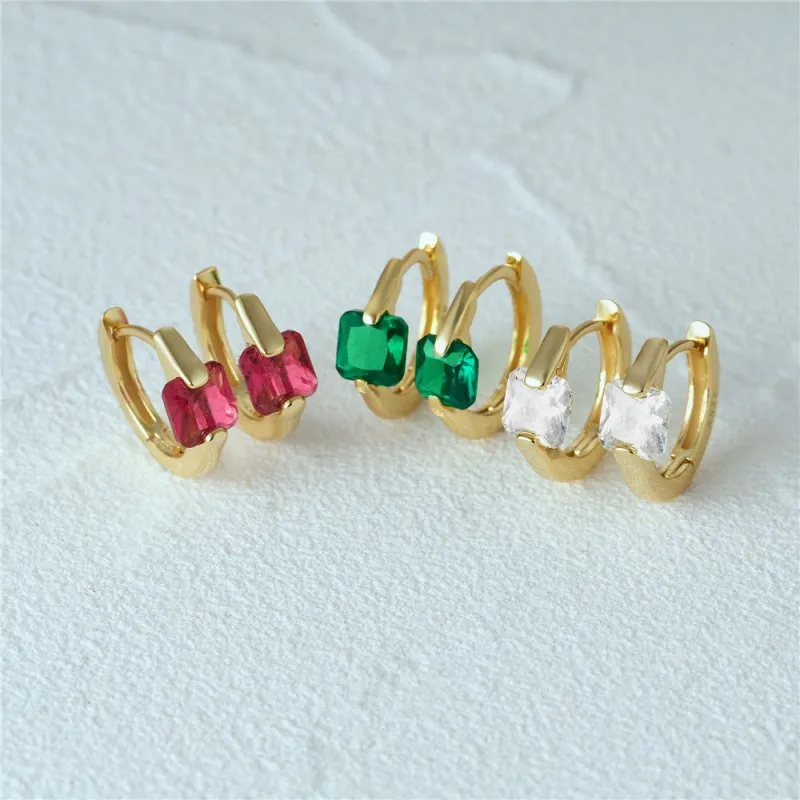 Solid Radiant Zircon Hoop Huggie Earrings