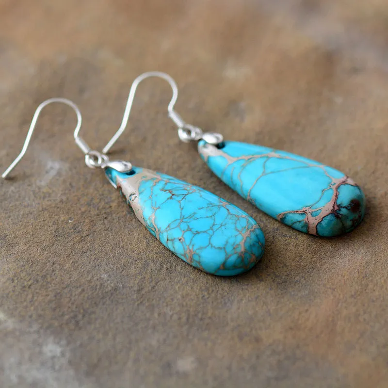 Spirit of Tibet: Jasper Stone Dangle Earrings