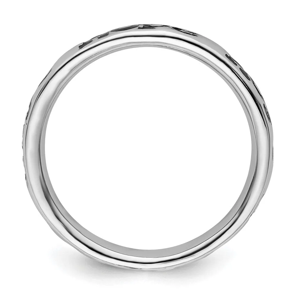 Stackable Expressions Polished Enameled Hope Ring in Sterling Silver