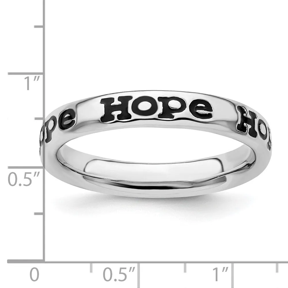 Stackable Expressions Polished Enameled Hope Ring in Sterling Silver