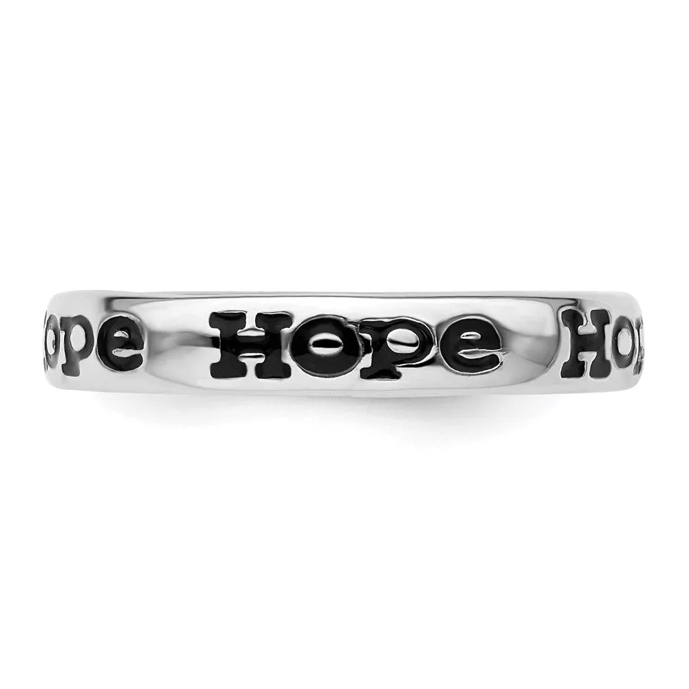Stackable Expressions Polished Enameled Hope Ring in Sterling Silver