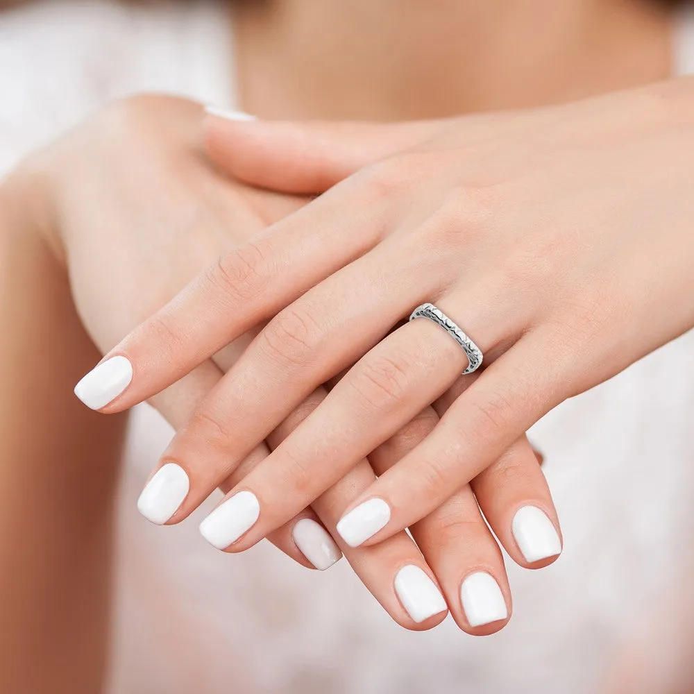 Stackable Expressions Polished Rhodium-Plated Square Ring in Sterling Silver