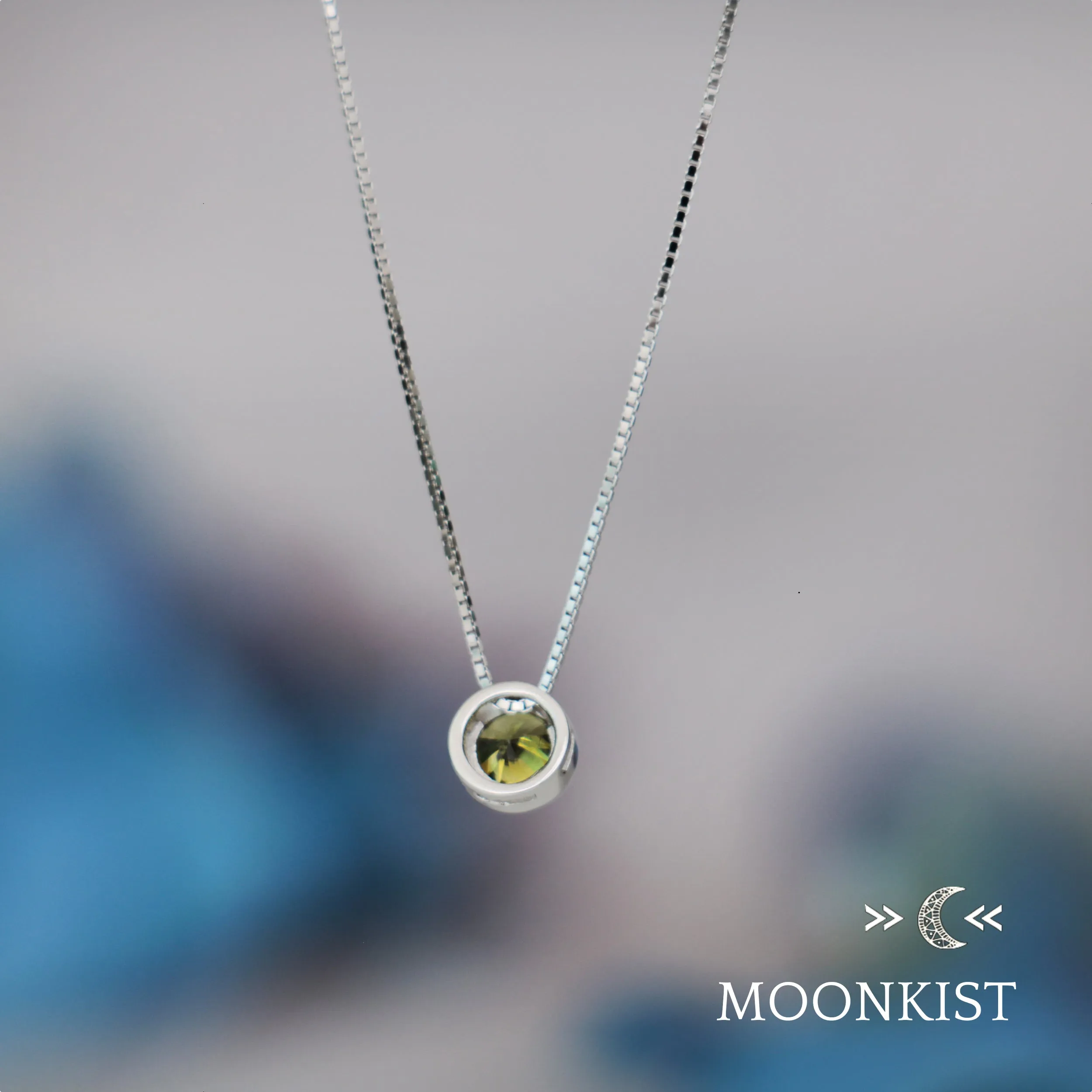 Sterling Silver Dainty Peridot CZ Floating Pendant | Moonkist Designs