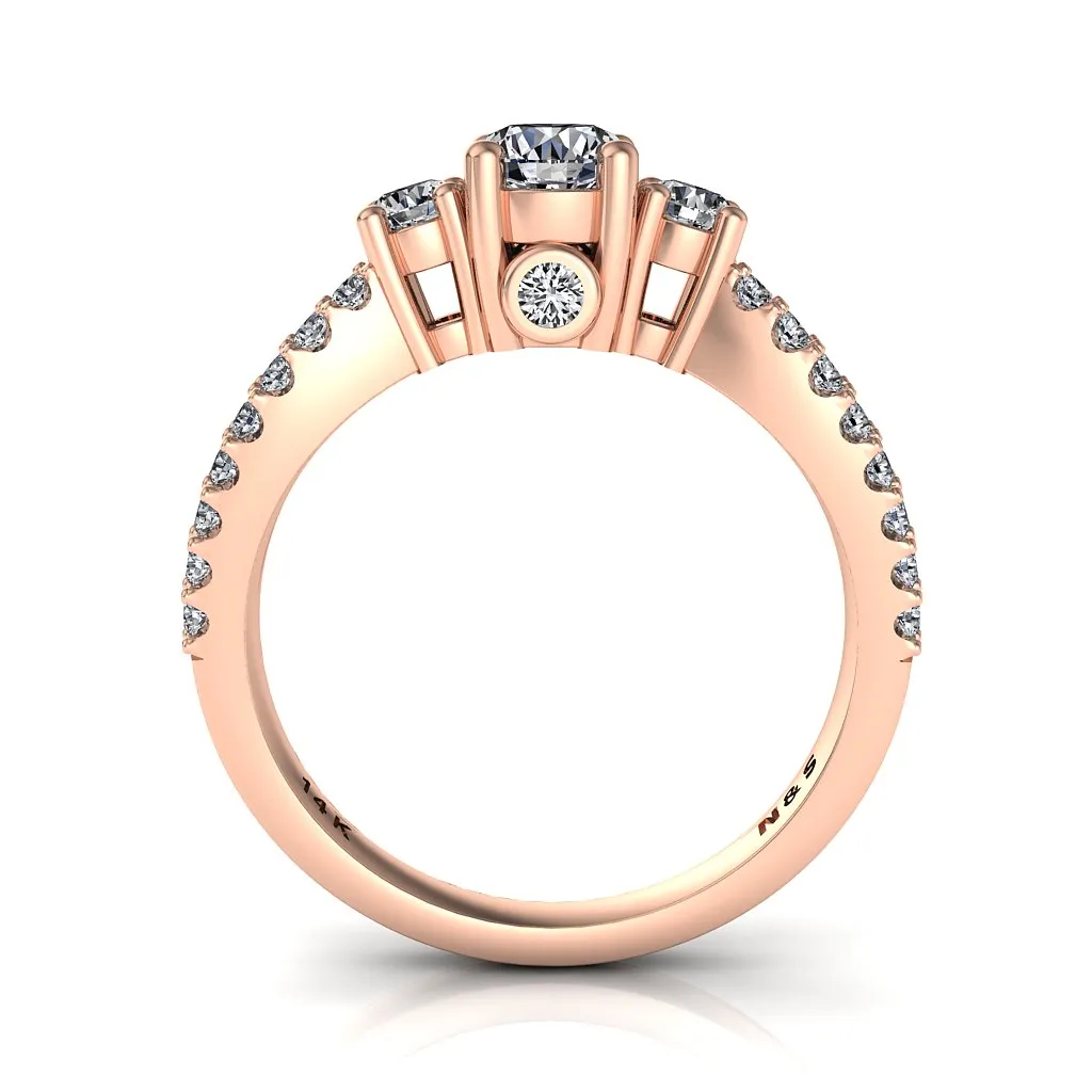 Three Stone Diamond Engagement Ring 0.99 ct tw 14K White Gold DENG019