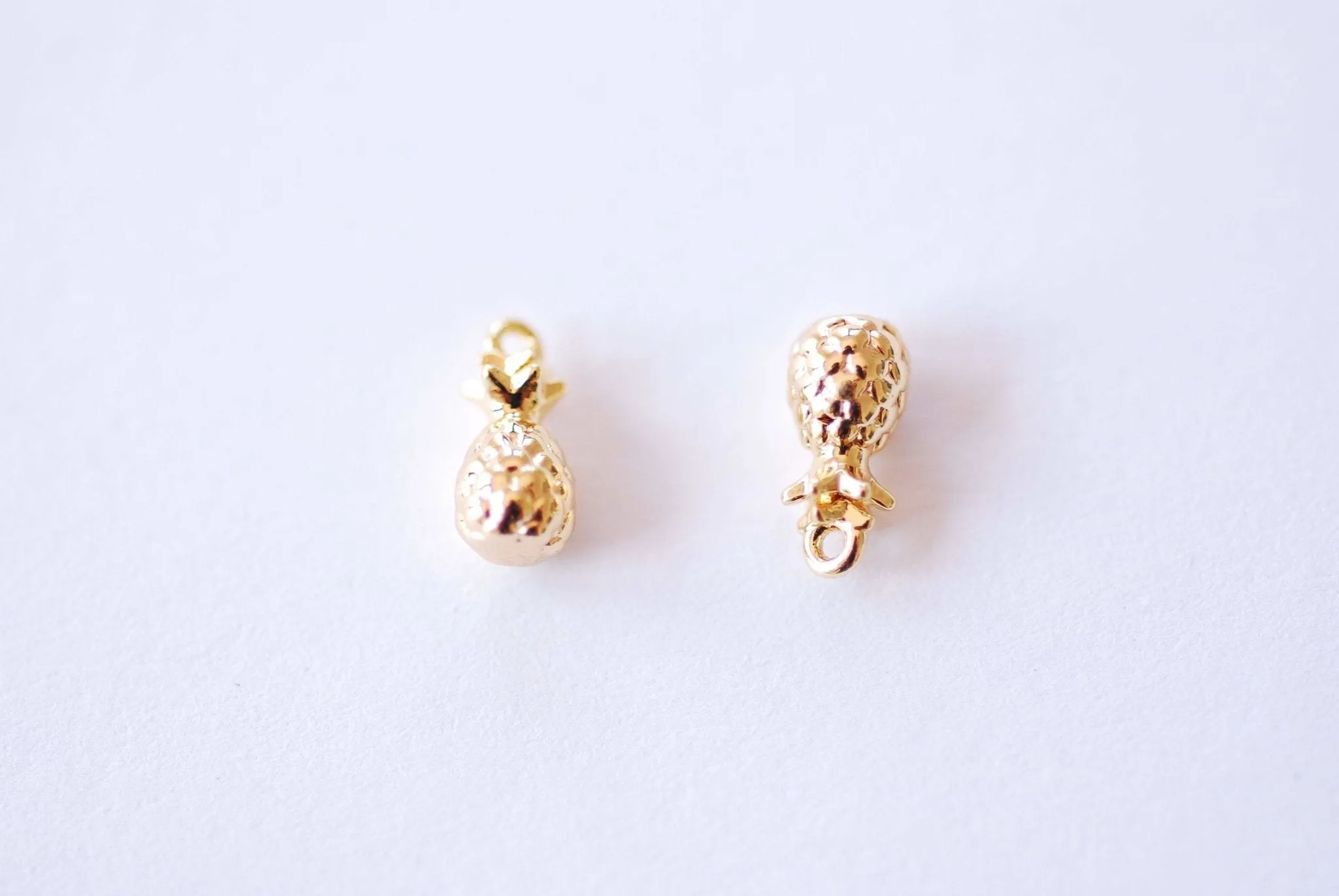 Tiny Pineapple Fruit Charm | 16K Gold Plated over Brass | Dainty Tropical Fruit Pendant HarperCrown Etsy Wholesale Brass B331