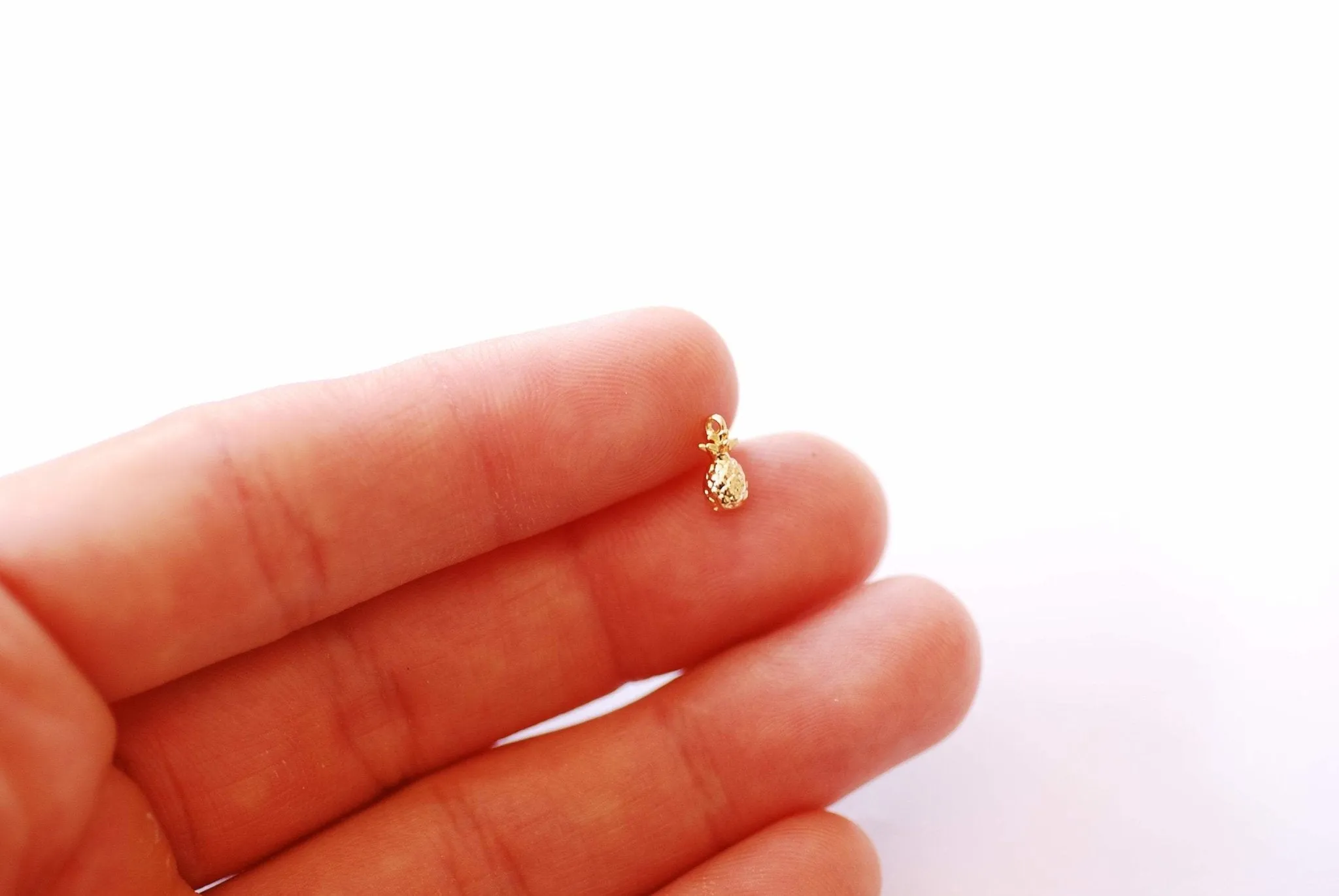 Tiny Pineapple Fruit Charm | 16K Gold Plated over Brass | Dainty Tropical Fruit Pendant HarperCrown Etsy Wholesale Brass B331