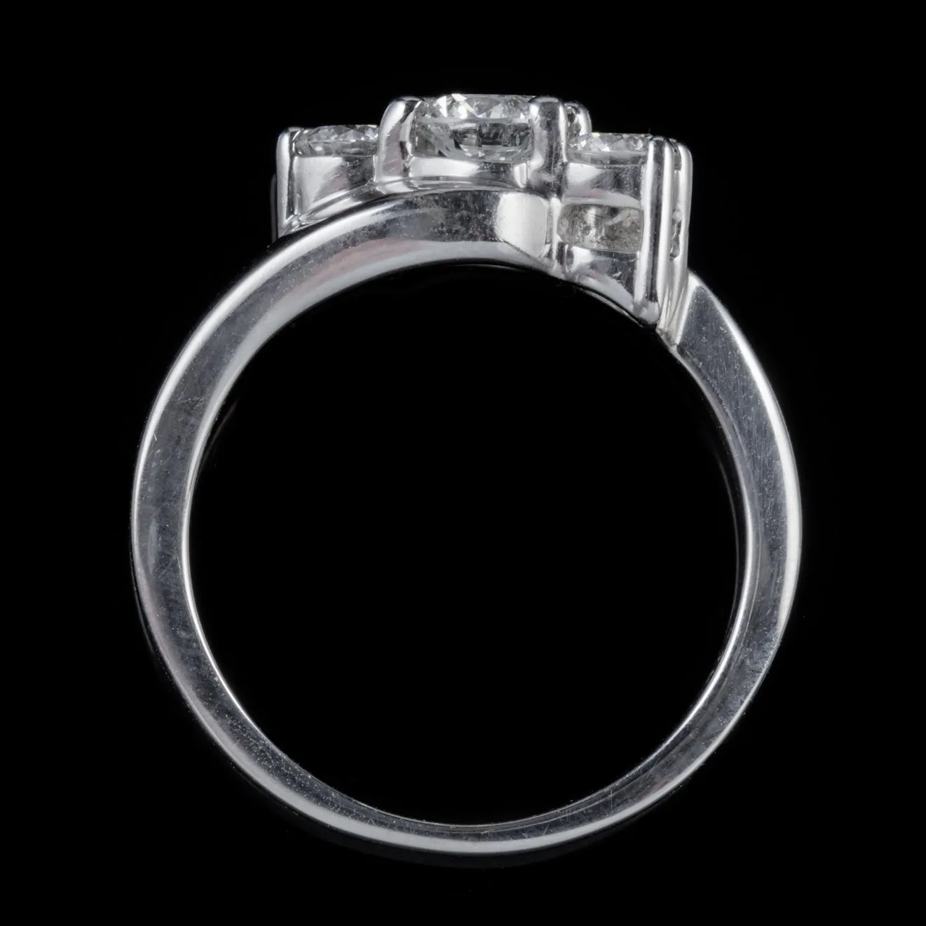 Vintage Diamond Trilogy Ring 18Ct White Gold 0.75Ct Diamond Circa 1920