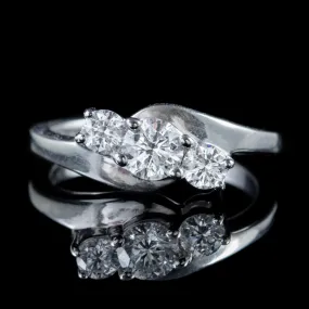 Vintage Diamond Trilogy Ring 18Ct White Gold 0.75Ct Diamond Circa 1920