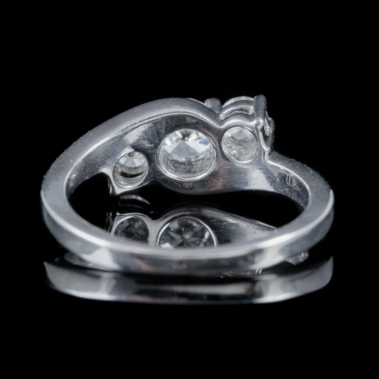 Vintage Diamond Trilogy Ring 18Ct White Gold 0.75Ct Diamond Circa 1920