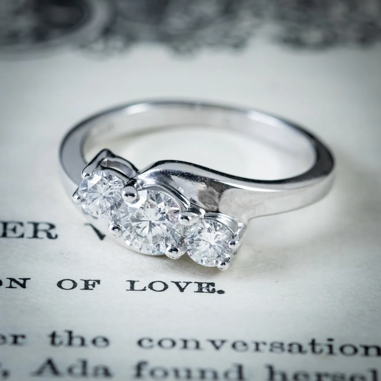 Vintage Diamond Trilogy Ring 18Ct White Gold 0.75Ct Diamond Circa 1920