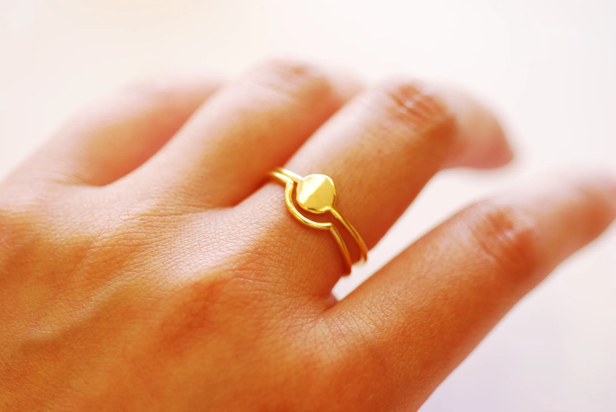 Wholesale Stacking Ring Dot and Curved Band - Choose 925 Sterling silver or 18k Gold Circle Ring Confetti Dot Stackable Ring Ring Set HarperCrown Etsy