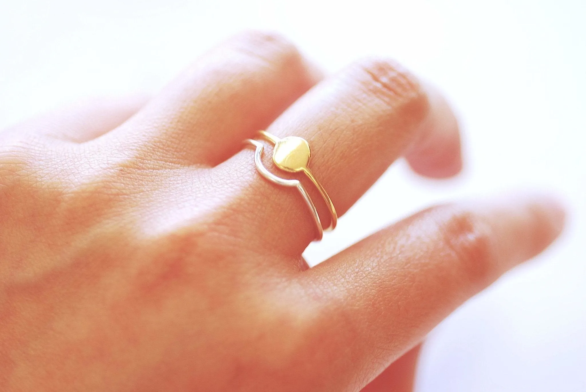 Wholesale Stacking Ring Dot and Curved Band - Choose 925 Sterling silver or 18k Gold Circle Ring Confetti Dot Stackable Ring Ring Set HarperCrown Etsy